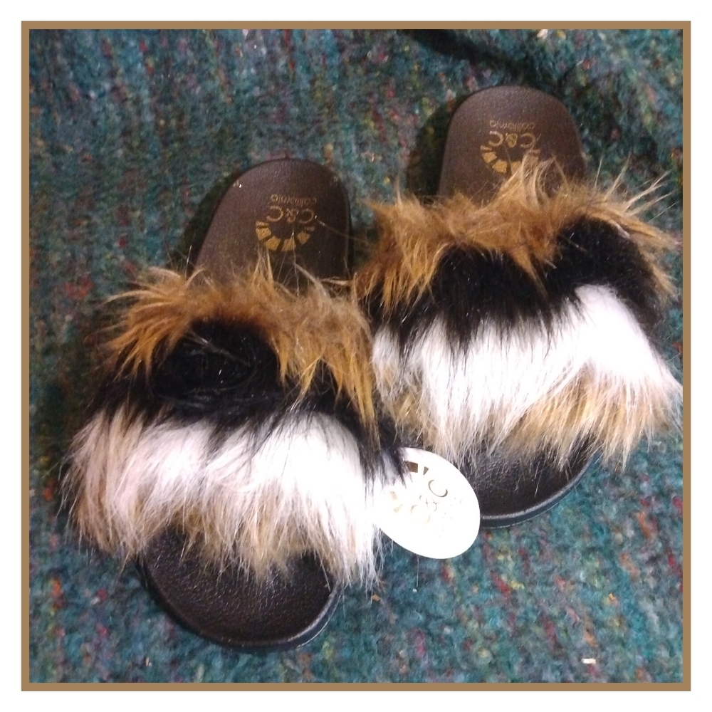 C&C California Mia Faux Fur Slide Sandals